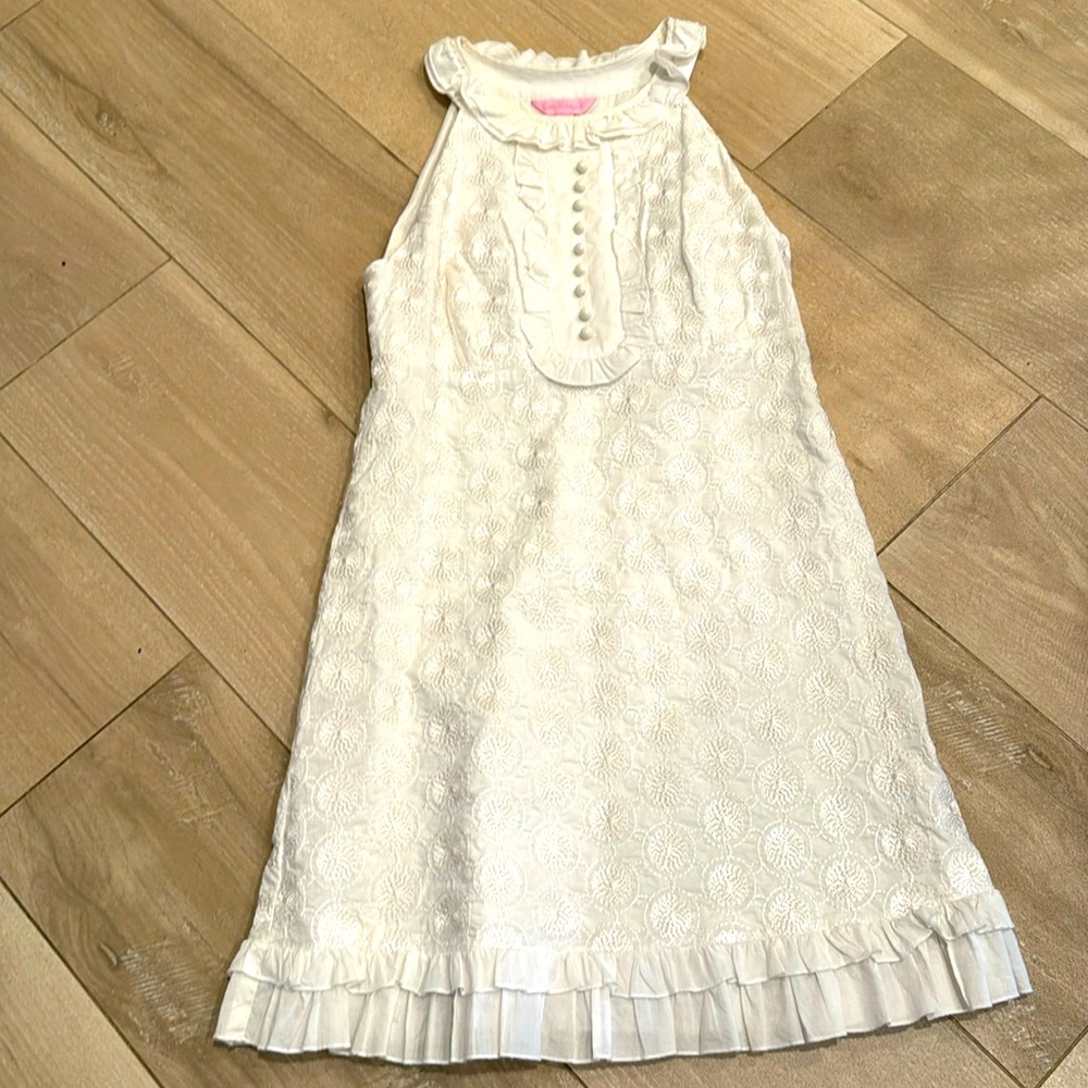Lilly Pulitzer white embroidered halter neck dress